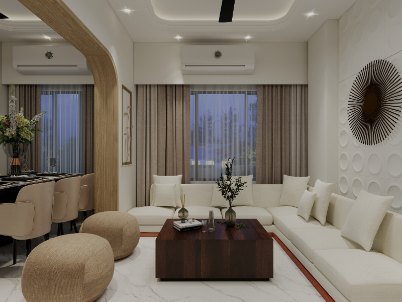Warm Contemporary Minimalist Living room Walkthrough